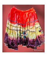 VTG Crushed Velvet Embroidered Beaded Holiday Festival A-Line Skirt - £23.66 GBP