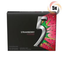 5x Packs 5 Gum Strawberry Flood Flavor | 15 Sticks Per Pack | Fast Shipping - £12.75 GBP