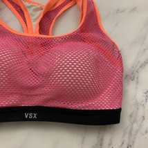 VSX Victorias Secret Sport Bra Size 32 D Pink Orange Mesh Underwire Cups - $22.76