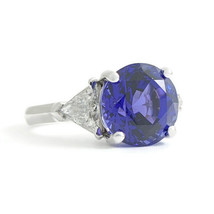 Authenticity Guarantee 
Round Blue Tanzanite Trillion Diamond Gemstone Ring 1... - £4,253.53 GBP