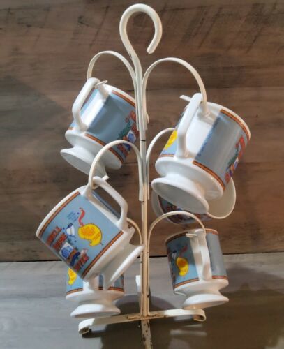 Vintage Maxwell House Coffee Cups Small Pedestal Footed 1970's with Stand Holder - $60.44