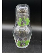 Vintage Clear Glass Purple Flowers Tumble Up 7” Bedside Water Carafe Dec... - $338.51 MXN