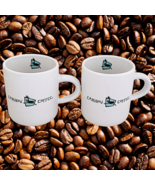 Pair of Two Retired Caribou Coffee Logo Demitasse 4 ounce Espresso Mugs - £21.32 GBP