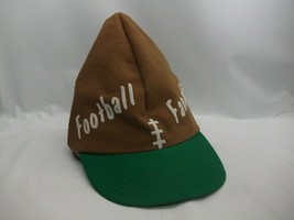 Football Fanatic Hat Vintage Brown Green Ball Shaped Novelty Cap Made USA - £23.97 GBP