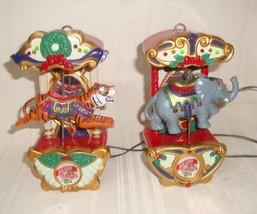 Mr Christmas  CAROUSEL ORNAMENTS String of 2 CIRCUS ANIMALS Motion Lights - $29.69