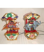 Mr Christmas  CAROUSEL ORNAMENTS String of 2 CIRCUS ANIMALS Motion Lights - £22.87 GBP