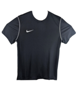 Mens Black Nike Shirt Athletic Fit Large Active Top White Stripe - £16.73 GBP