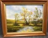 Original Vintage Landscape oil Painting, 14”x11” - Unsigned, Framed 16” - $34.65