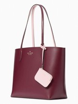 Kate Spade Ava Reversible Burgundy Pink Leather Tote Pouch NWT K6052 $359 FS - £103.49 GBP