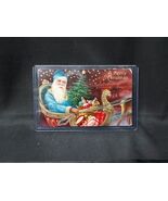 Beautiful 1909 BLUE Santa Claus In Sleigh Embossed Merry Christmas Postcard - €8,24 EUR