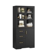 5 Shelf Bookcase with Drawers &amp; Doors, 67.5&quot; Tall Wooden, Storage Cabine... - $233.74