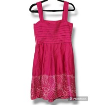 Sangria Pink Sleeveless Fit and Flare Embroidered Pleated Dress - Size 8 - £22.81 GBP
