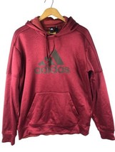 Adidas Hoodie Sweatshirt Medium Mens Burgundy Red Black Pullover Logo - £14.62 GBP