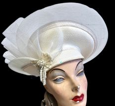 Vtg Ivory Outlandish Hat Drama Horsehair Pearls Church Derby Sz S Debora... - $67.71 Vtg Ivory Outlandish Hat Drama Horsehair Pearls Church Derby Sz S Debora... - $67.71