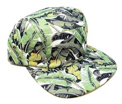 Banana Palm Tree Floral 5 Panel Camper Sublimated All Over Print Strapback Hat - £14.57 GBP