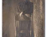 RPPC Attractive Woman in Black Standing w Chair Studio View UNP Postcard U7 - £3.06 GBP