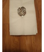 Vintage Signed Lieba USA Silver Tone Celtic Double Love Knot Scarf Clip 1.25" - $10.87