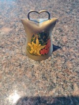 Vintage Freudenstadt Germany Souvenir Bell 3&quot; Painted Metal Gold Metallic  - $16.85