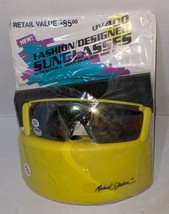 Vtg Fashion Designer UV400 Michael Jackson 80&#39;s Sunglasses Autograph Case Yellow - £46.05 GBP