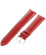 HIRSCH Jumper Textured Calf Leather Watch Strap - Red w/White Stitching ... - $685.94 MXN