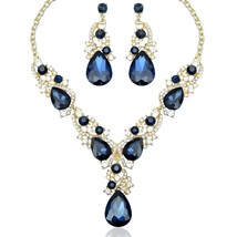 Elegant Austrian Crystal Statement Necklace Earrings Indian Bridal Wedding Costu - £17.39 GBP