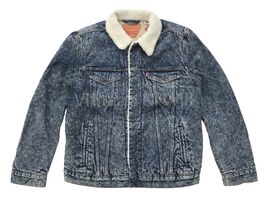 Levis Red Tab Mens Blue Acid Wash Type III Denim Jean Sherpa Trucker Jacket - €68,56 EUR