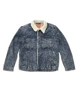 Levis Red Tab Mens Blue Acid Wash Type III Denim Jean Sherpa Trucker Jacket - $75.20