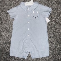 NWT Size 9M Baby Boys  Striped Bunny Romper - Just One You made by Carter&#39;s Blue - £5.36 GBP