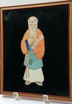 Vintage Asian Japanese Hand Crafted &amp; Painted Framed Silk Art Figures Set of 2 - $48.99