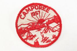 Vintage 1957 Camporee Red &amp; White Twill T Boy Scout of America Camp Patch - $10.81 CAD