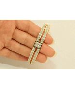 3.5Ct VVS1 Round Diamond Unique Bangle Bracelet 2 Row In 14k Yellow Gold... - £135.76 GBP