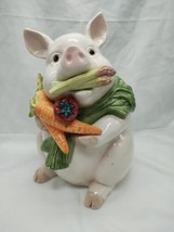 1993 Vintage Fitz and Floyd Pig With Veggies Ceramic Utensil Holder 9&quot; - $98.99