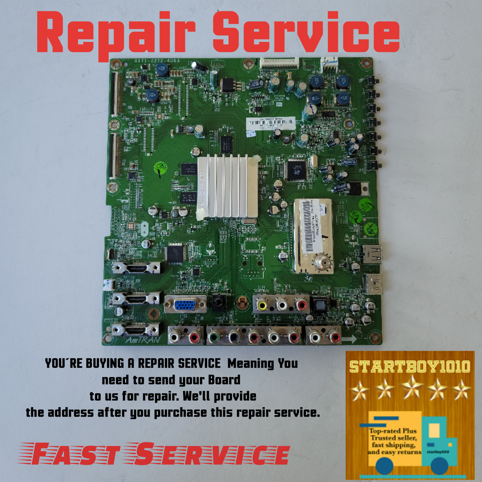 REPAIR SERVICE STUCK ON LOGO, MAIN BOARD JVC JLC47BC3000,  3647-0502-0150 - $51.14