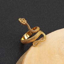 Ot fashion retro snake ring women men punk snake shaped gold color open adjustable ring thumb200