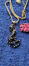 New Betsey Johnson Necklace Cheeta Black Clear Rhinestone Collectible Decorative - £11.91 GBP