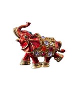 Vintage Elephant Rhinestones Red Cloisonne Necklace Charm Metal Figurine... - £14.87 GBP