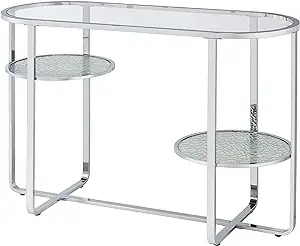 Furniture of America Emmer Luxury Glam 2-Shelf Glass Top 42 in. Sofa Tab... - £426.45 GBP