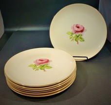 Taylor Smith Taylor Versatile Pink Rose 9&quot; Dinner Plates, Set of 7, Exce... - £35.52 GBP