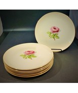 Taylor Smith Taylor Versatile Pink Rose 9&quot; Dinner Plates, Set of 7, Exce... - £35.55 GBP