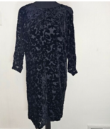 Garnet Hill Black Velvet Shift Mesh Sheer 3/4 Sleeve Pullover Dress w Sl... - €19,69 EUR