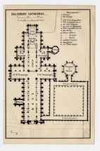 1906 Original Antique Plan Of Salisbury Cathedral / England - £19.46 GBP