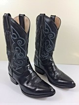 ISRAEL Cowboy BOOTS ~ Men’s Black Leather Western Cowboy Boots. Size 8.5. - £46.57 GBP