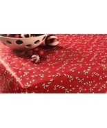 Celebrate The Season Christmas CANDY CANE Print Vinyl Tablecloth Oblong ... - £11.30 GBP