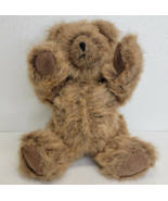 Brown Jointed Teddy Bear By Judi Haskins. Chubby Stiff Sitting Plush. Ra... - $43.10