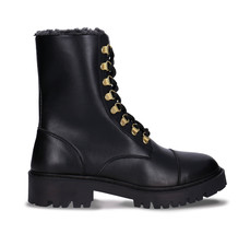 Women&#39;s vegan boots combat shearling from black apple skin warm organic ... - $168.08
