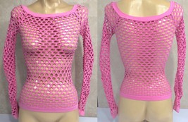 Pink Barbiecore Sheer Knit Nylon Stretch Small Sleeveless Womens Top - £23.77 GBP