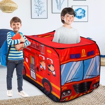Kids Pop Up Play Tent Foldable Fire Truck Tent In/Outdoor Playhouse w/ C... - £35.23 GBP