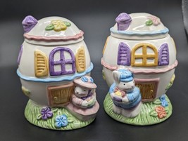 90s Easter Egg House Pair!  Vtg Boy &amp; Girl Bunny Houses. Ready For Spring. - £9.44 GBP