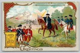 Patriotic 4th of July Greetings George Washington And His Men Postcard N26 - £9.47 GBP