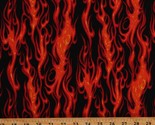 Cotton Flames Fire Car Hot Rod on Black Fabric Print by the Yard D656.02 - $12.95